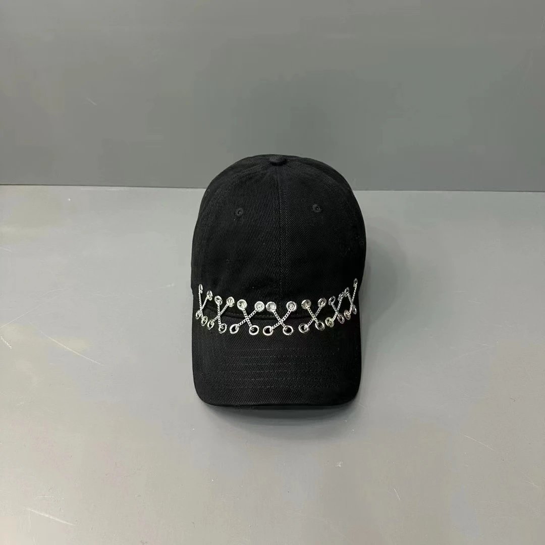 Corduroy Baseball Cap Black Brown Red Beige Embroidered Eyelet Strap Style