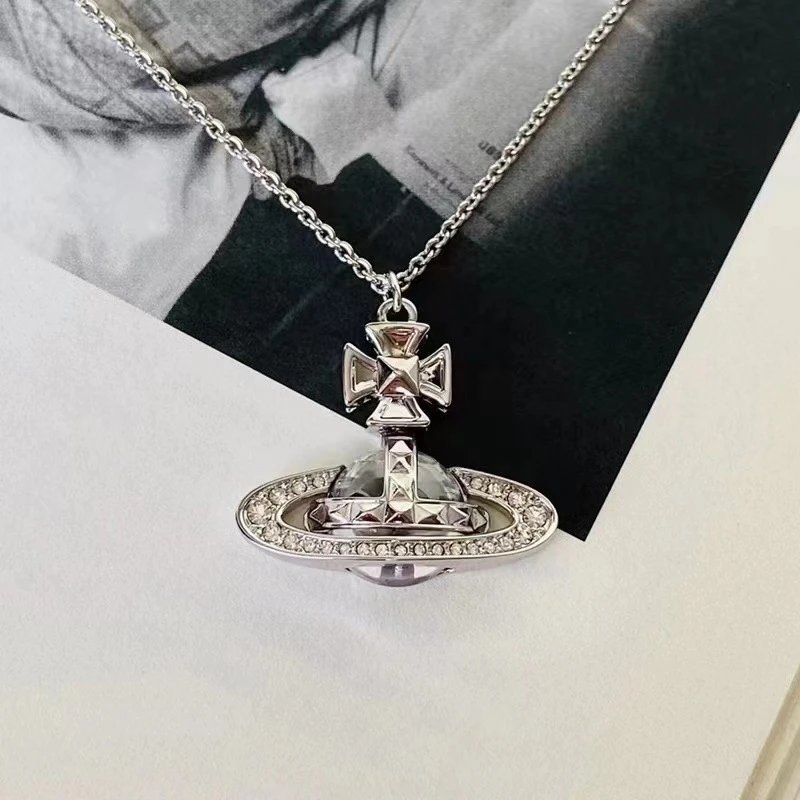 Vivienne Westwood Orb Gold Tone Crystal Pendant Necklace