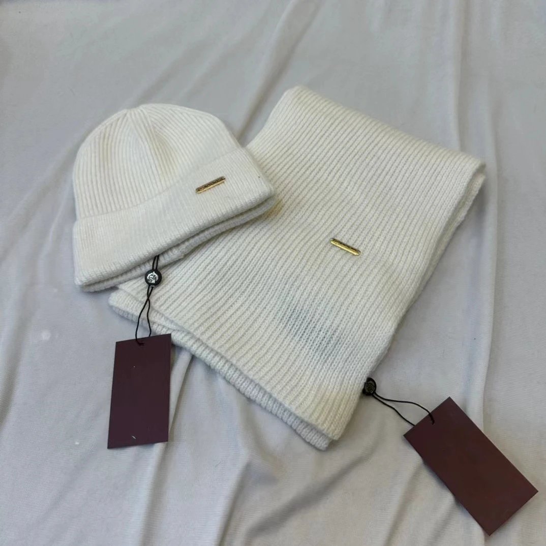 Ribbed Knit Beanie Hat Brown Red Gray White Black Cream Minimalist