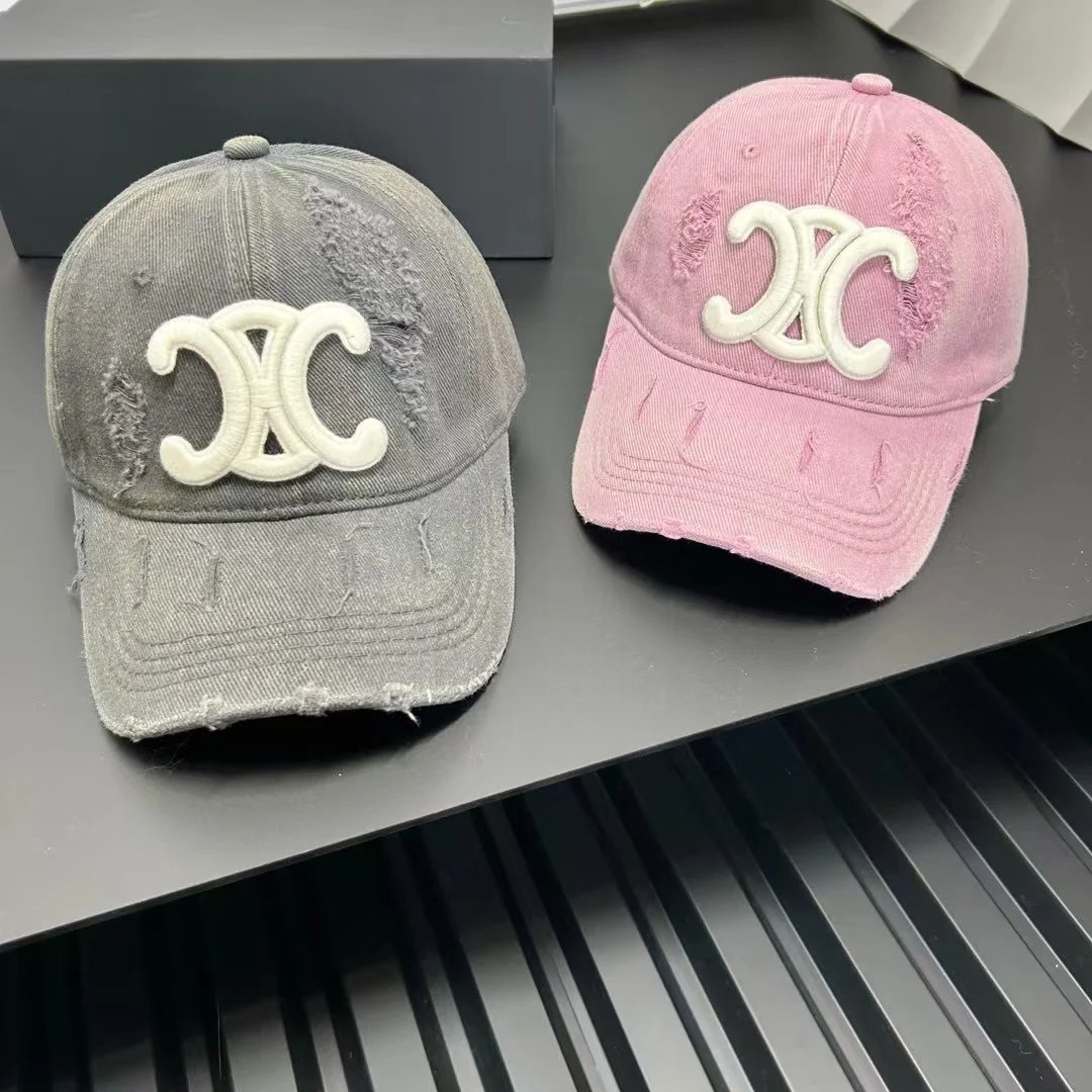 Chanel CC Logo Distressed Cotton Baseball Cap