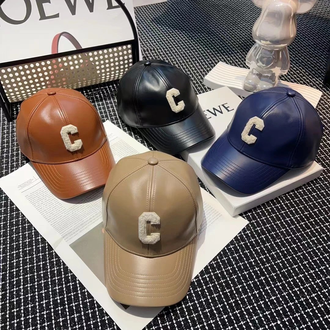 LOEWE C Logo Leather Baseball Cap Brown Black Navy Beige Casual