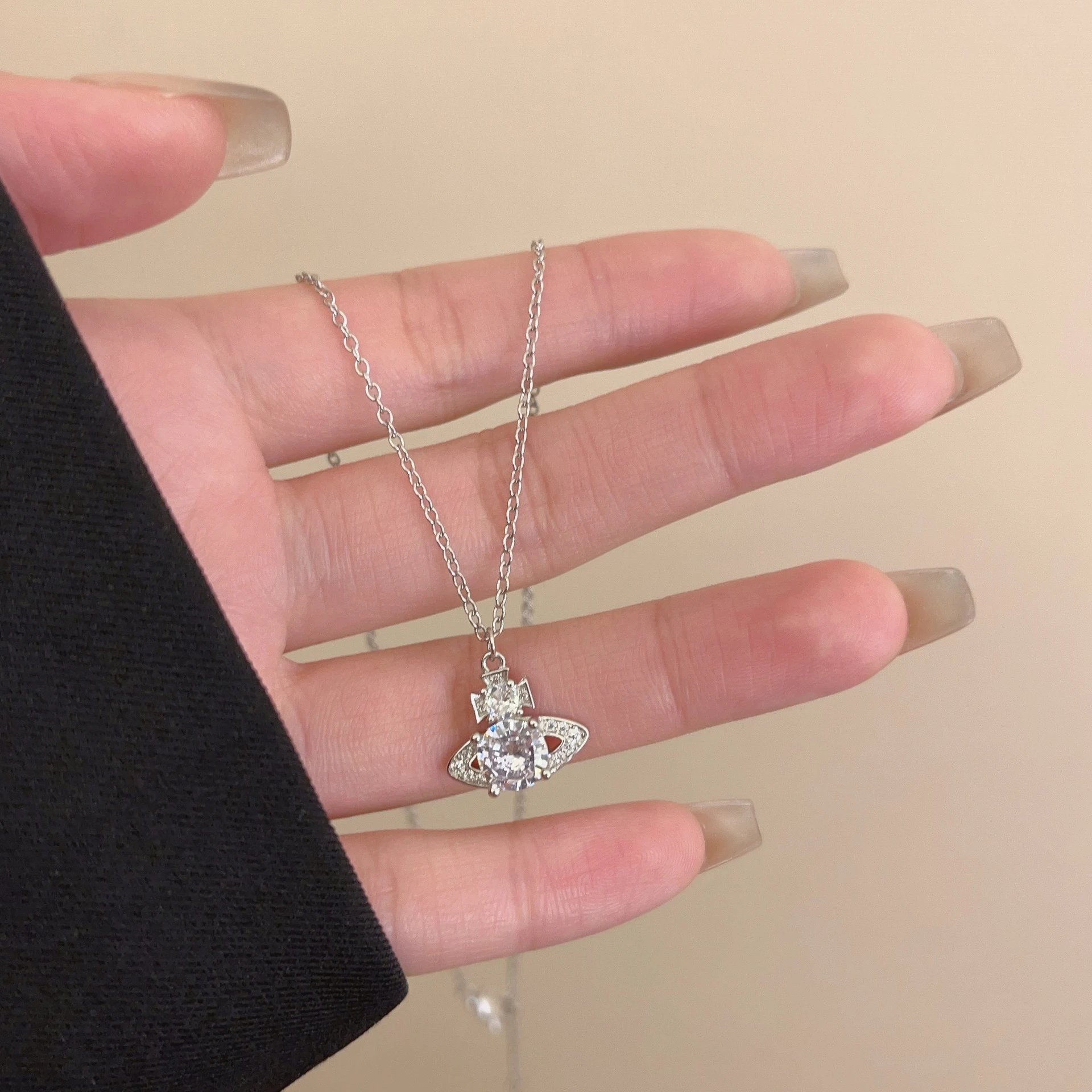 Vivienne Westwood Orb Silver Clear Crystal Pendant Necklace