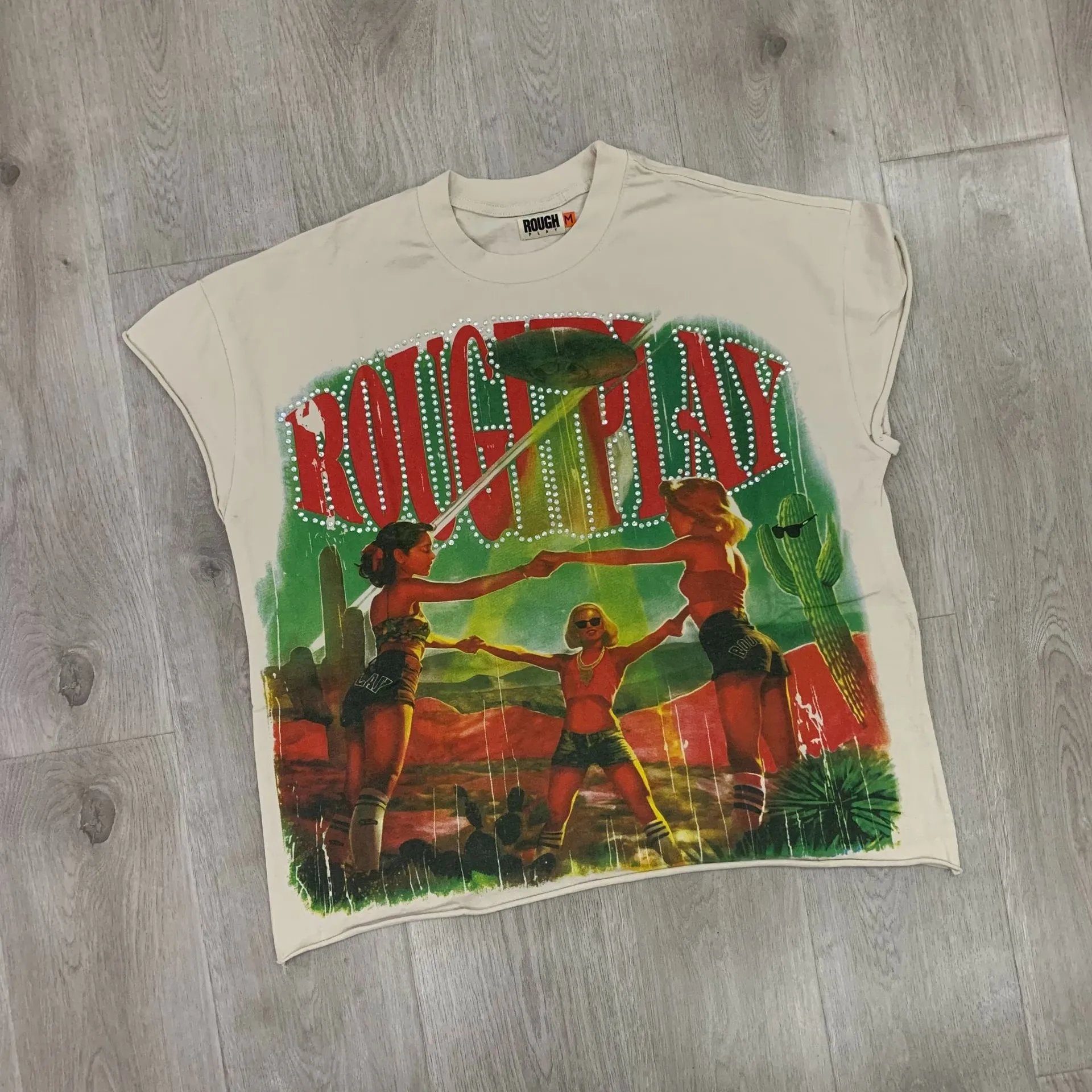 Roughplay Bandaid For The Battle Wounds Off White Graphic Tee