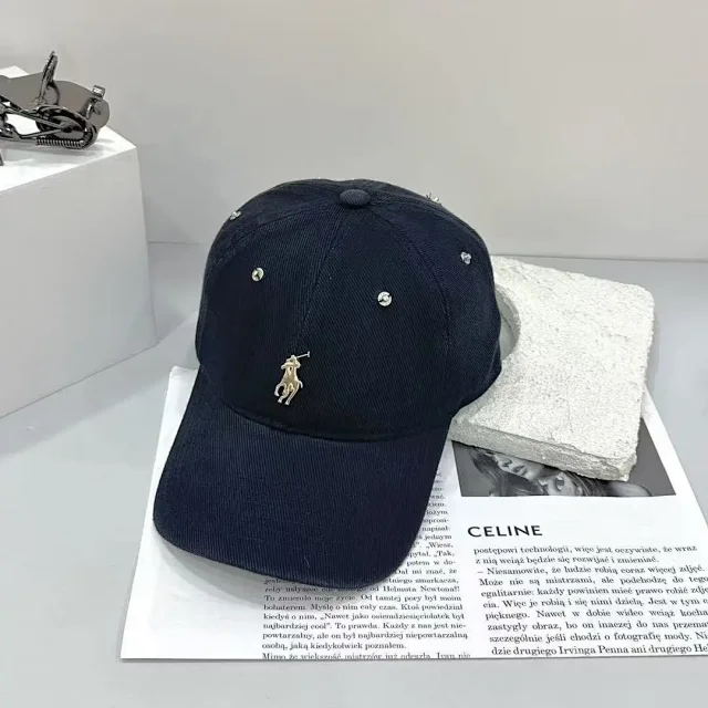 Polo Ralph Lauren Hats Rhinestone-studded baseball cap with metal Player logo product detail image 4