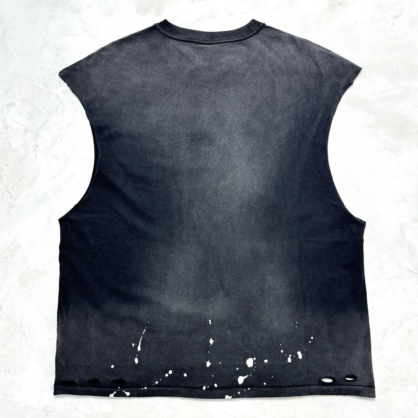 Saint T-Shirt Black Distressed Graphic Sleeveless Top