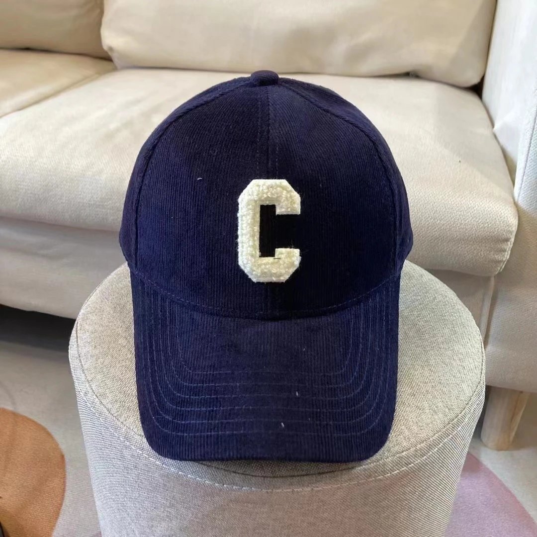 Unbranded Hats Corduroy Baseball Cap with Chenille C Patch image 3