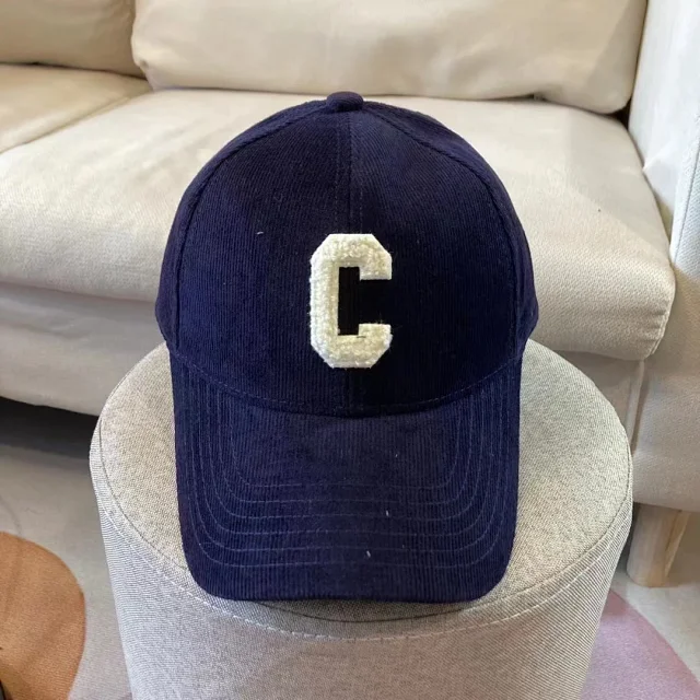 Unbranded Hats Corduroy Baseball Cap with Chenille C Patch product detail image 1