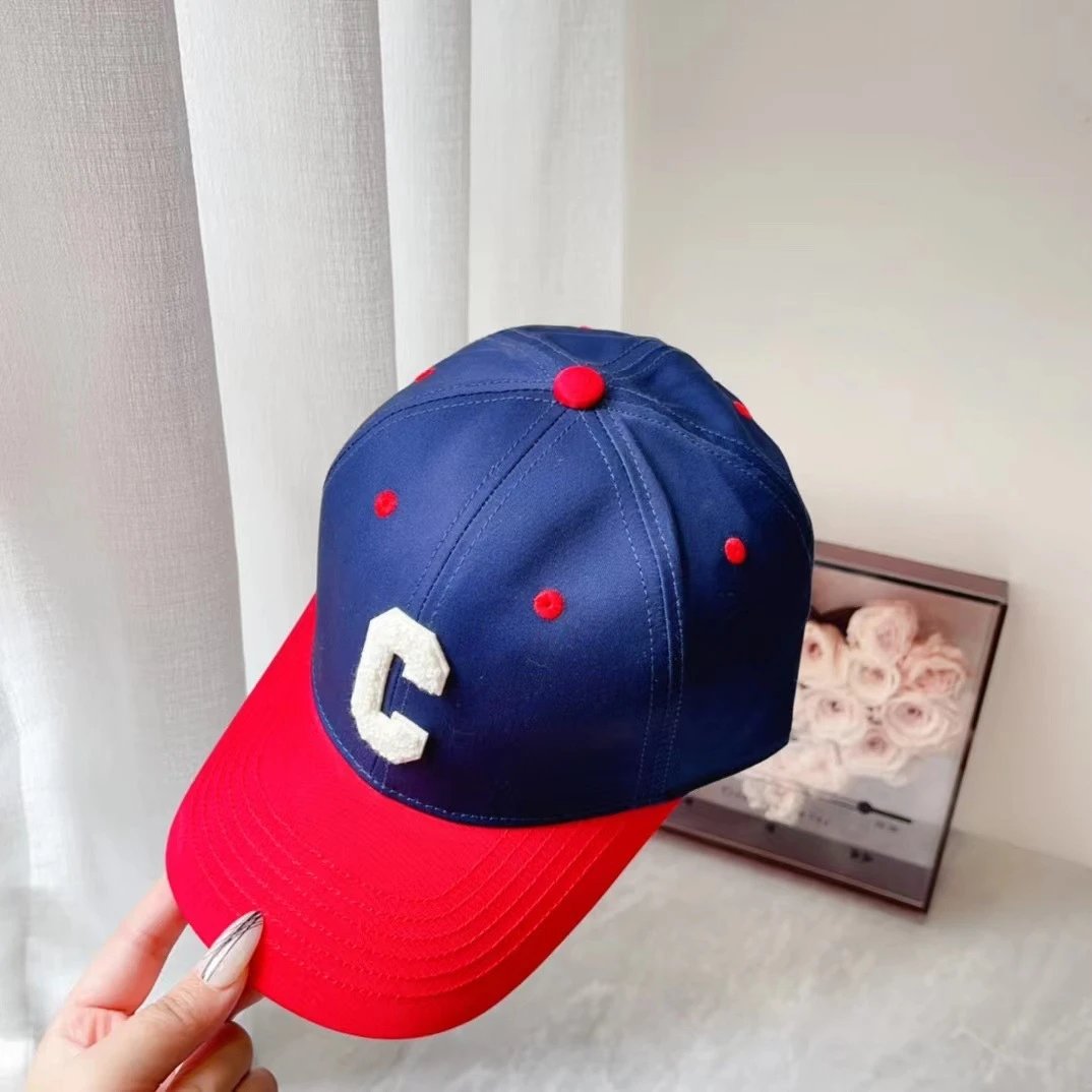 Cotton Baseball Cap Navy Beige Letter C Sporty