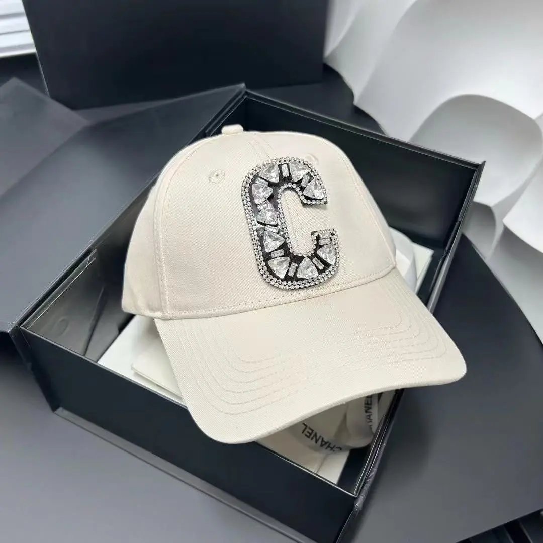 Chanel Hats Rhinestone C Letter Baseball Cap — Off-white