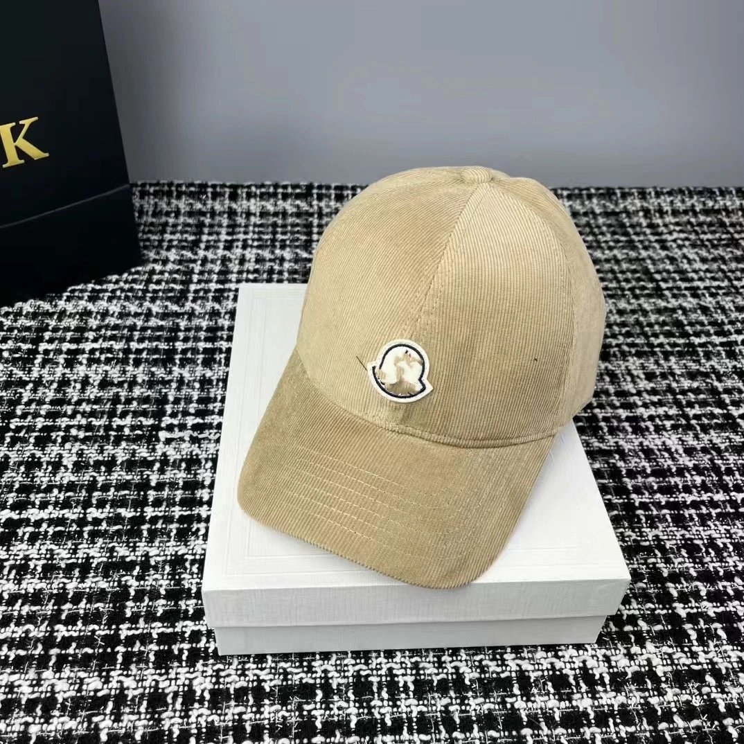 Moncler Logo Corduroy Baseball Cap Black Navy Olive Beige Burgundy Casual