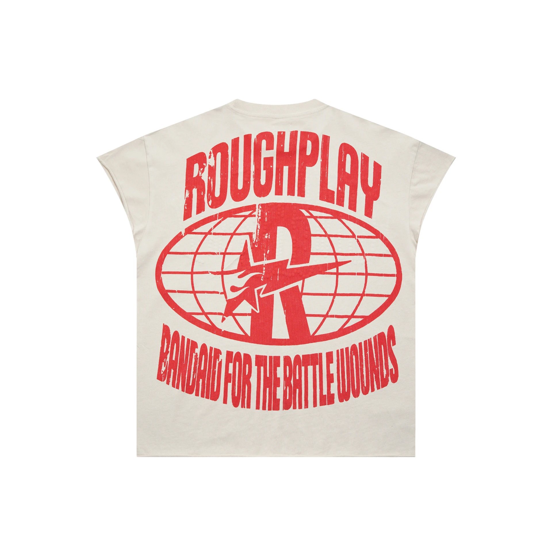 Roughplay Bandaid For The Battle Wounds Off White Graphic Tee