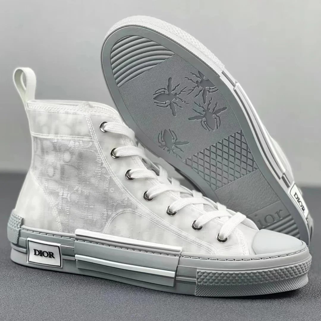 Dior B23 Light Blue Oblique Print High Top Sneakers