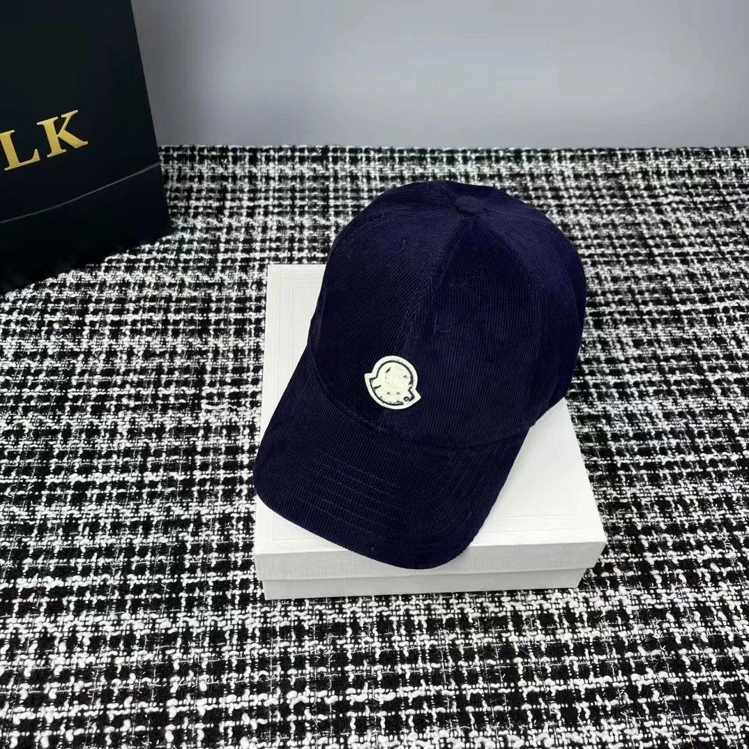 Moncler Logo Corduroy Baseball Cap Black Navy Olive Beige Burgundy Casual