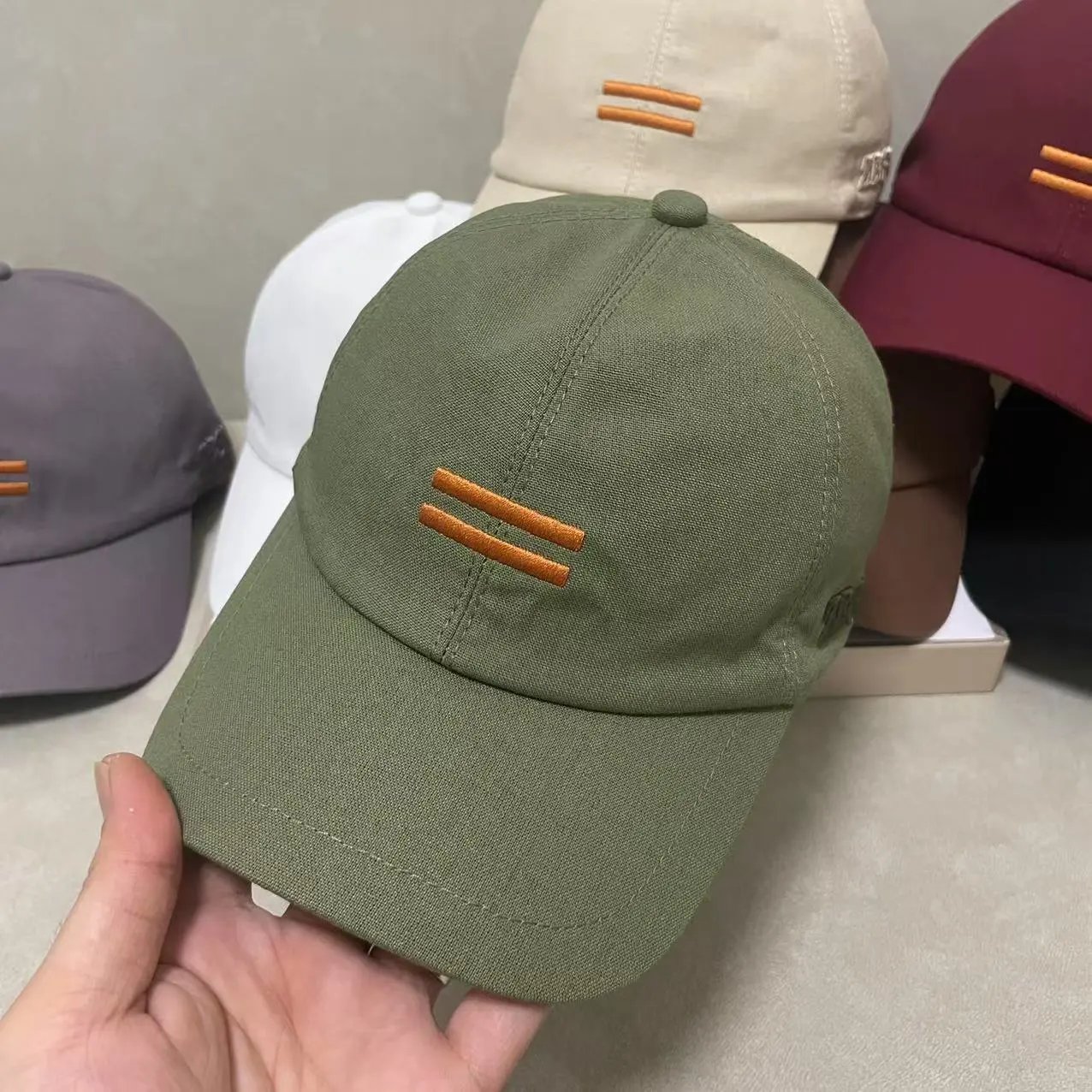Unbranded Hats Embroidered Double-Bar Baseball Cap — army green