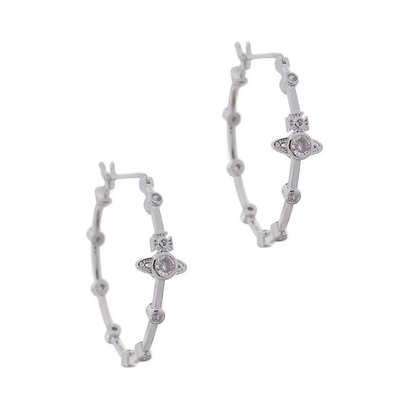 Vivienne Westwood Orb Silver Crystal Hoop Earrings