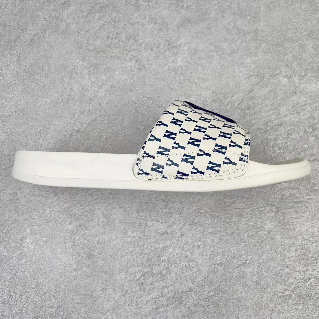 MLB Slide Sandals White Black Beige Patterned Casual Slippers