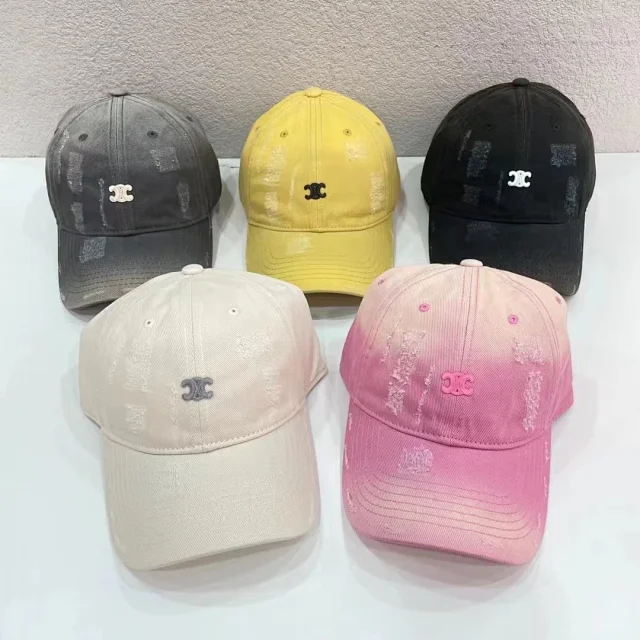 Celine Hats Triomphe Logo Distressed Baseball Cap product detail image 1