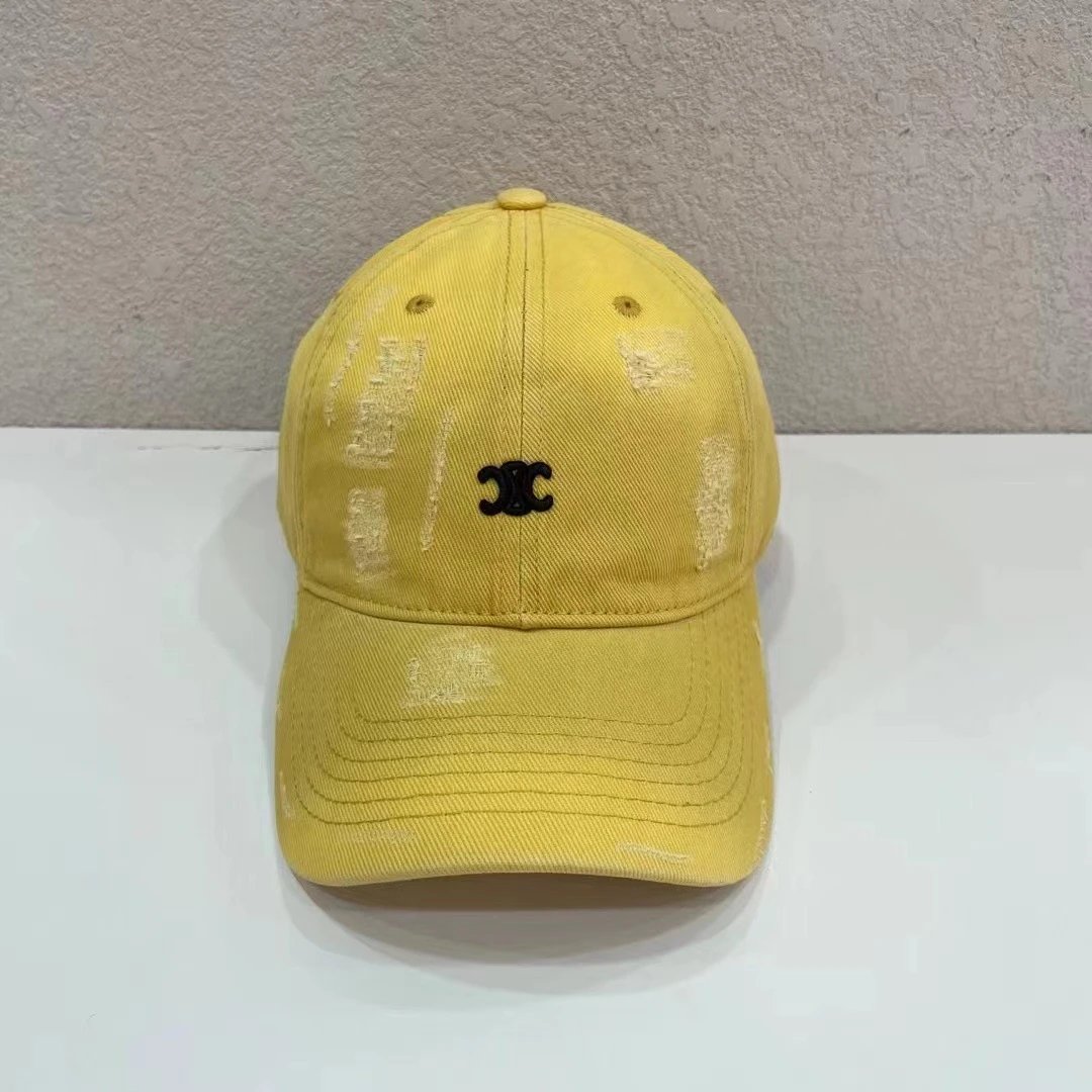 Celine Hats Triomphe Logo Distressed Baseball Cap image 5