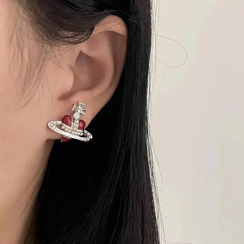 Vivienne Westwood Orb White Crystal Statement Earrings