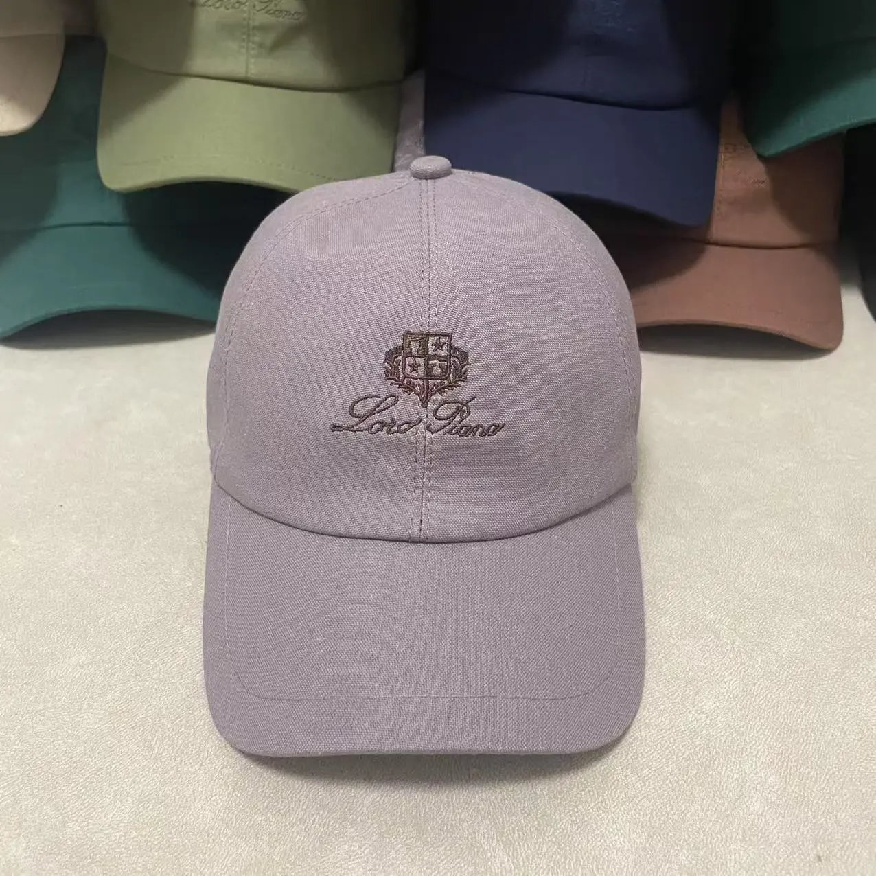 Loro Piana Hats Embroidered Crest Baseball Cap — purple red