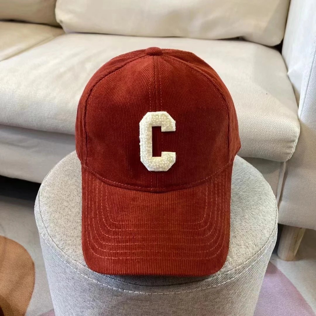 Unbranded Hats Corduroy Baseball Cap with Chenille C Patch image 5