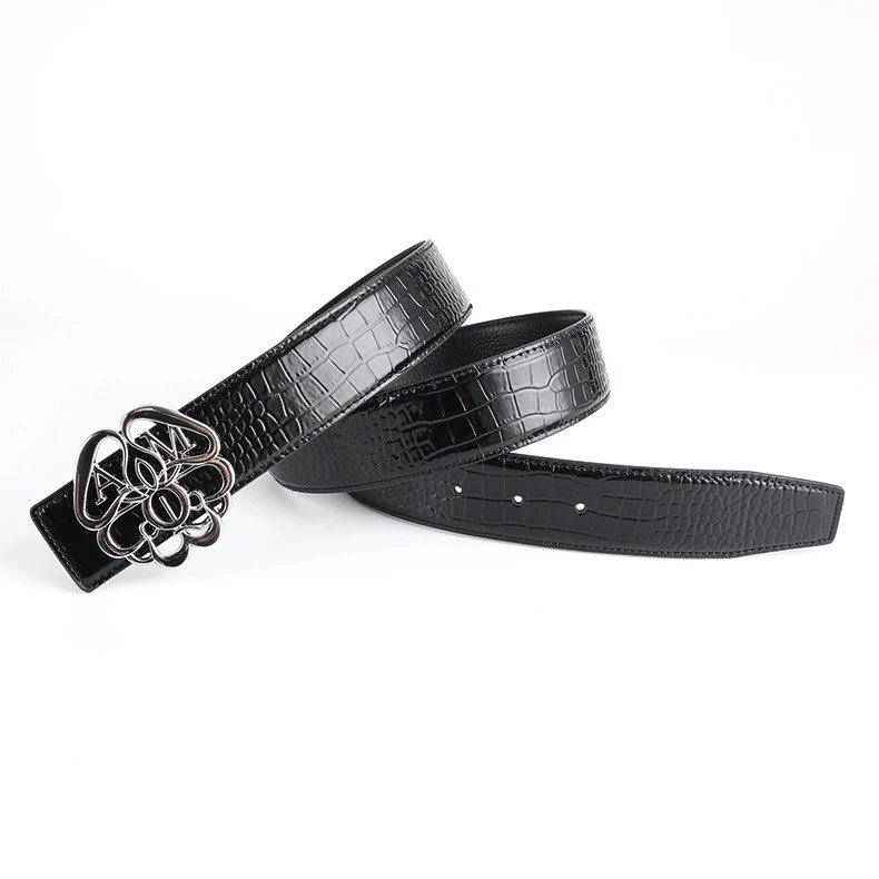 Alyx Belt Black Croc-Embossed Floral Buckle