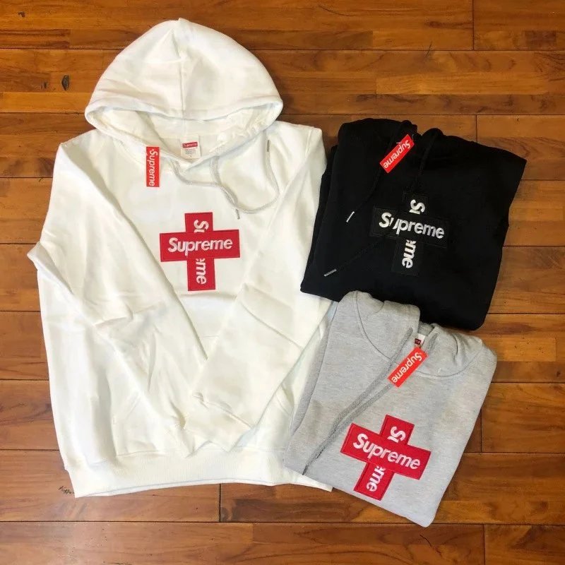 Supreme Box Logo Black Gray White Heather Black Classic Hoodie