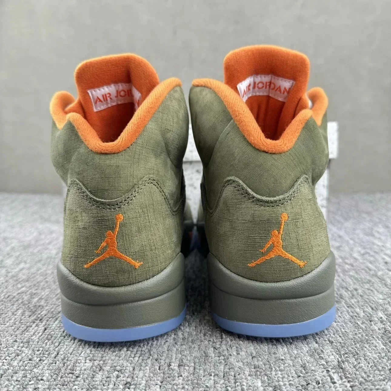 Nike Air Jordan 5 Olive Green Orange Mesh High Top Sneakers