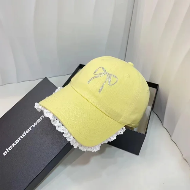 Alexander Wang Hats Rhinestone Bow Lace-Trim Baseball Cap product detail image 8