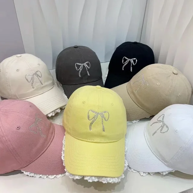 Alexander Wang Hats Rhinestone Bow Lace-Trim Baseball Cap product detail image 2