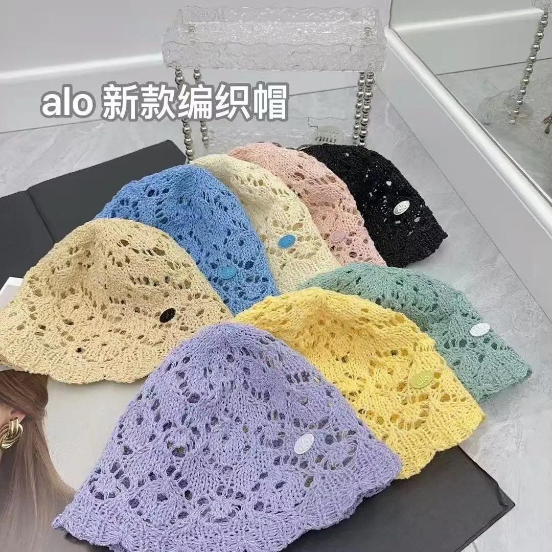 alo Hats Crochet openwork bucket hat with scalloped brim image 1
