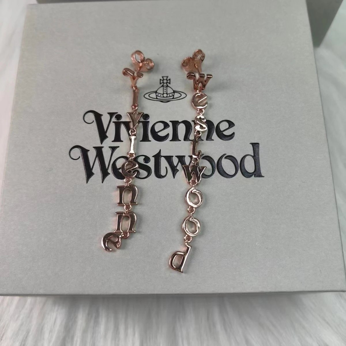 Vivienne Westwood Gold Letter Chain Drop Earrings