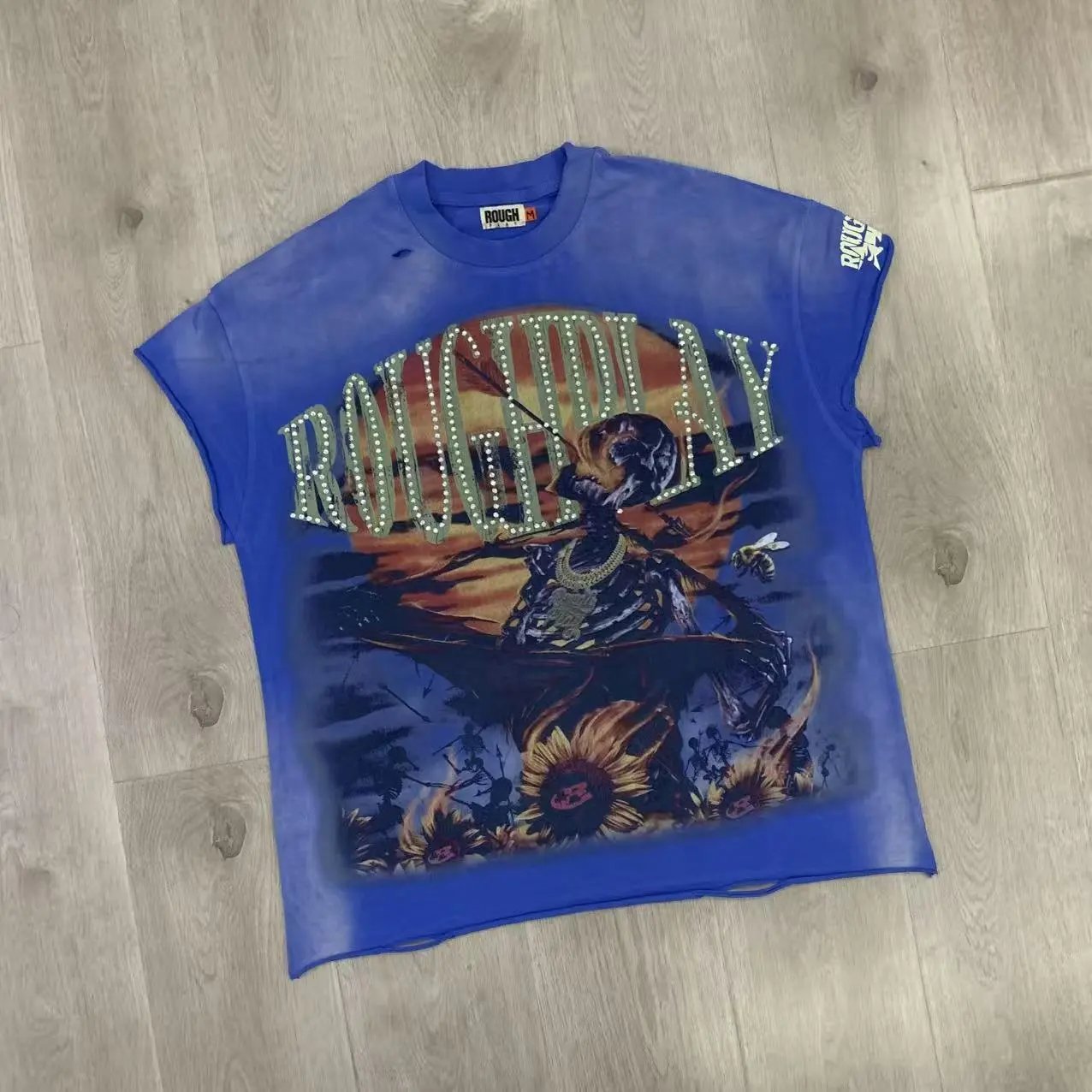 Roughplay Bandaid For The Battle Wounds Blue Graphic Sleeveless T-Shirt