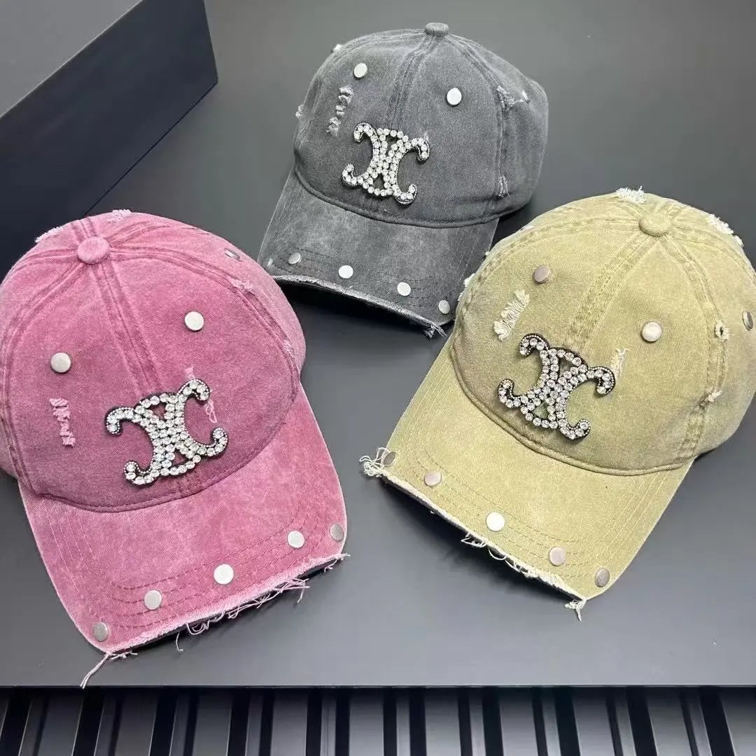 Chanel Hats Distressed Rhinestone Double-C Baseball Cap image 3