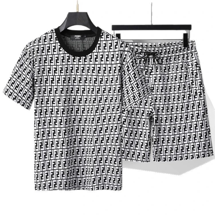 Louis Vuitton Monogram Black White Checkered Chain Print Casual Set