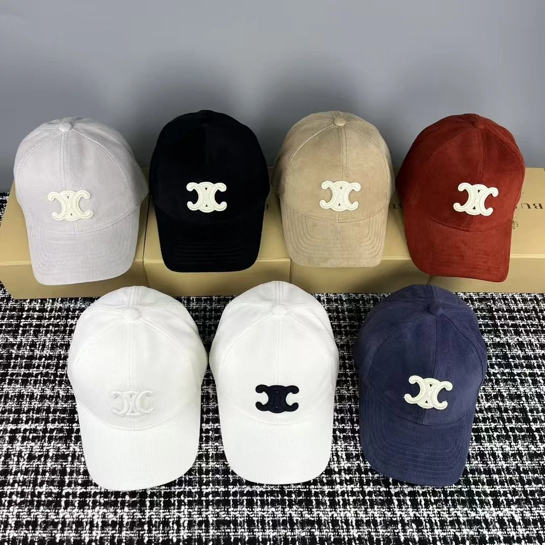Corduroy Baseball Cap White Black Beige Red Navy Classic Logo Embroidered
