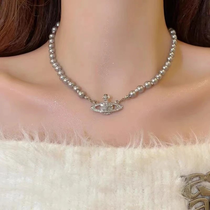 Vivienne Westwood Pearl Grey Orb Charm Bracelet