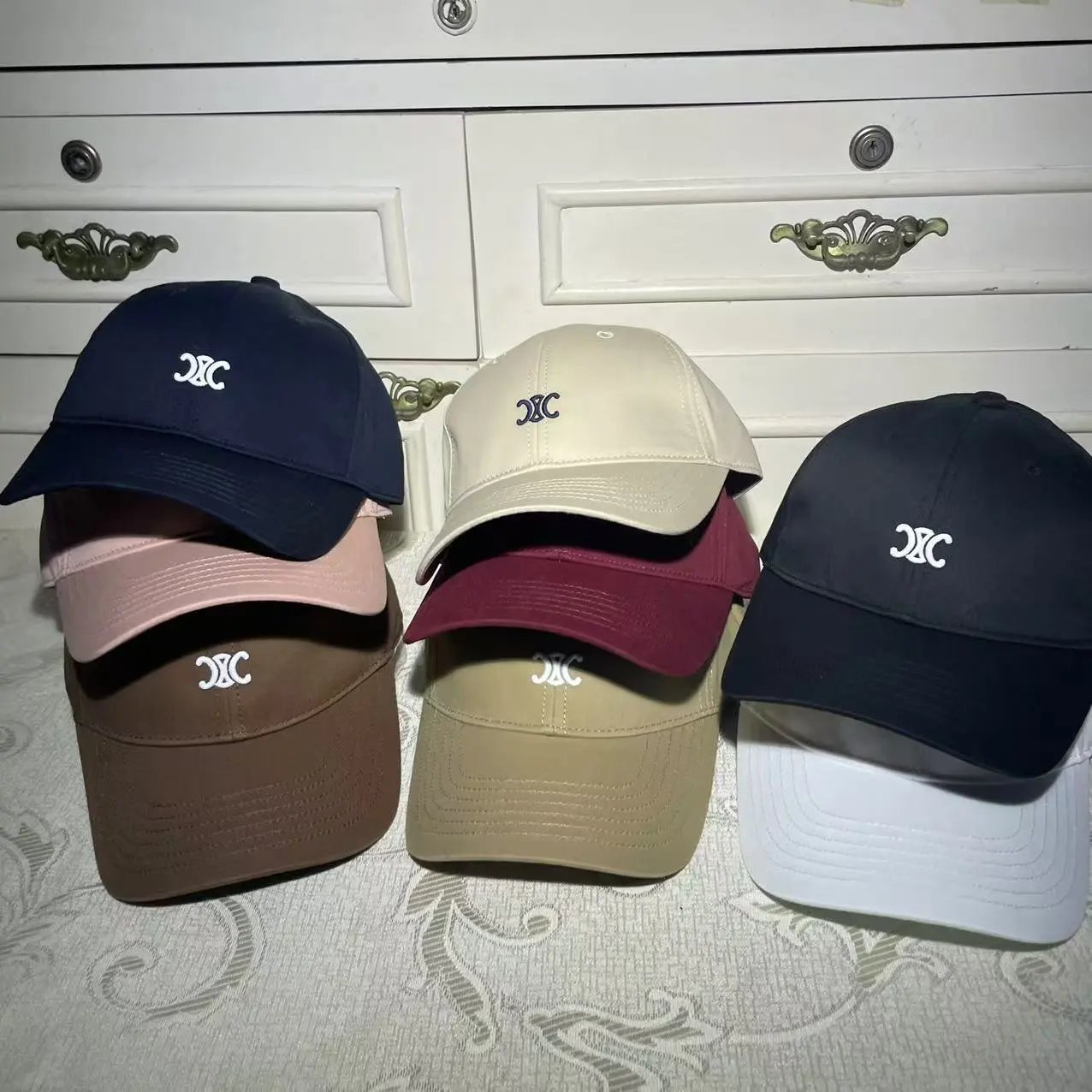 XC Logo Embroidered Navy Beige Brown Pink Maroon White Casual Baseball Cap