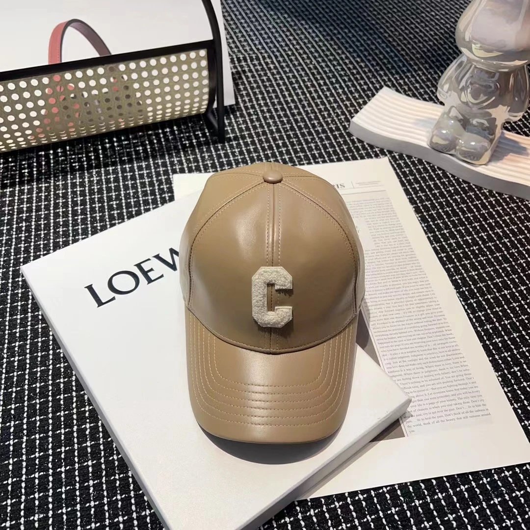 LOEWE C Logo Leather Baseball Cap Brown Black Navy Beige Casual