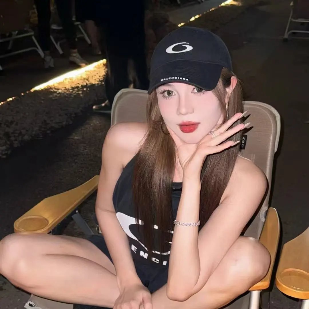 Balenciaga Logo Black Adjustable Baseball Cap
