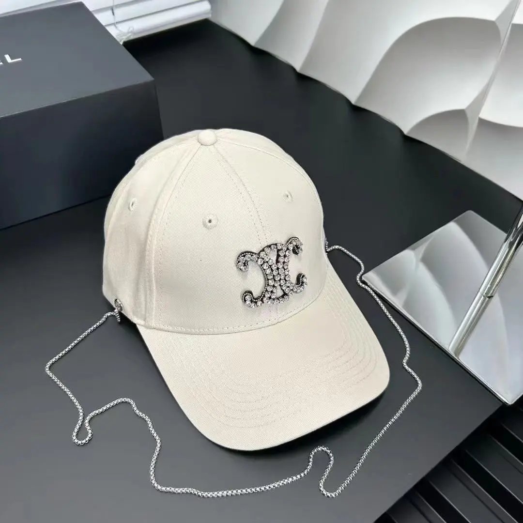 CHANEL Hats Rhinestone Double C Baseball Cap with Detachable Chain image 3