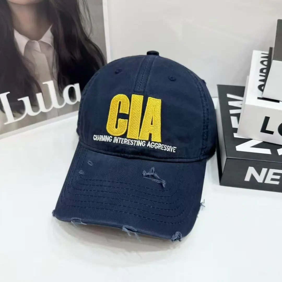 Unbranded Hats CIA Embroidered Distressed Baseball Cap image 3