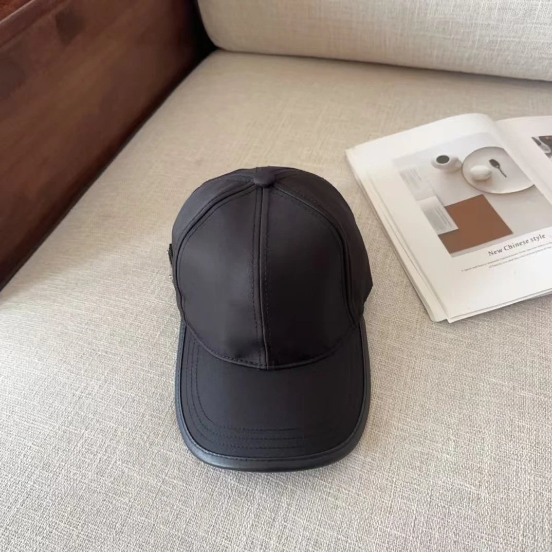 Prada Triangle Logo Tan Black Olive Beige Baseball Cap