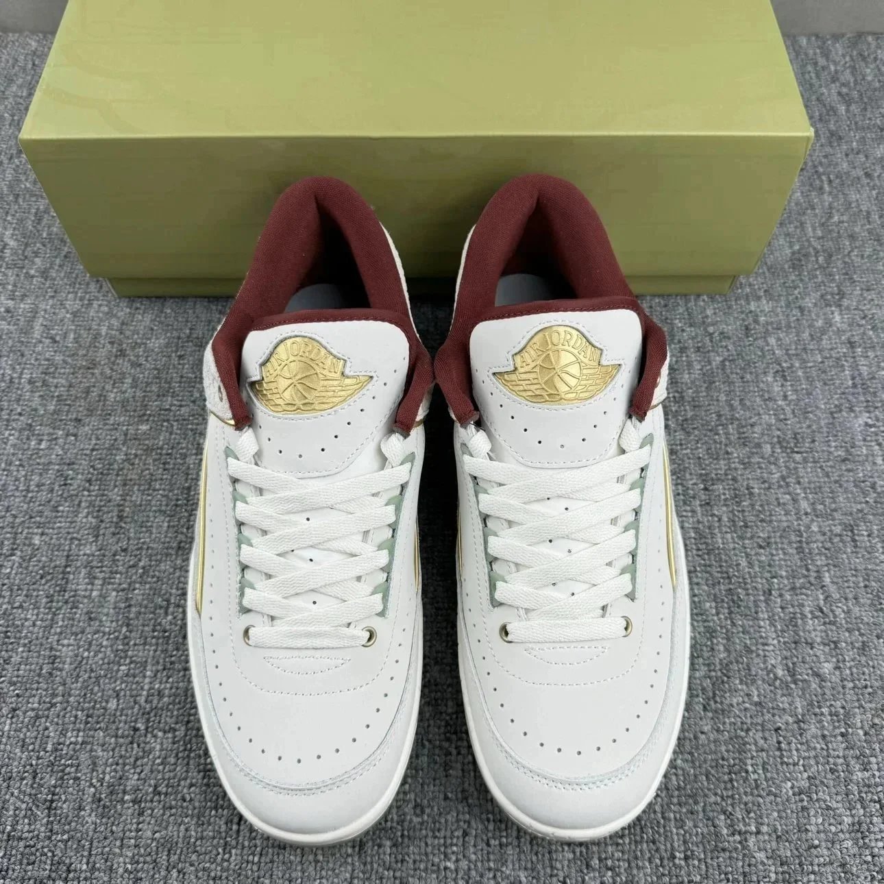 Air Jordan 2 White Burgundy Snake Print Casual Sneakers