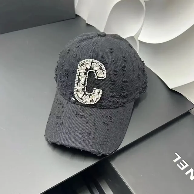Unbranded Hats Distressed Rhinestone C Letter Baseball Cap product detail image 7