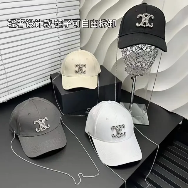 CHANEL Hats Rhinestone Double C Baseball Cap with Detachable Chain product detail image 1