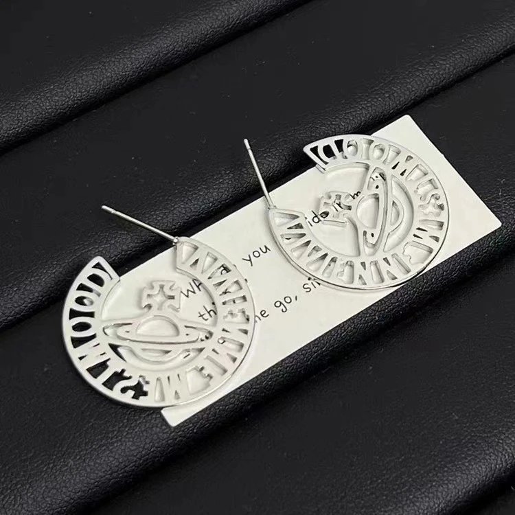 Vivienne Westwood Orb Silver Tone Statement Earrings
