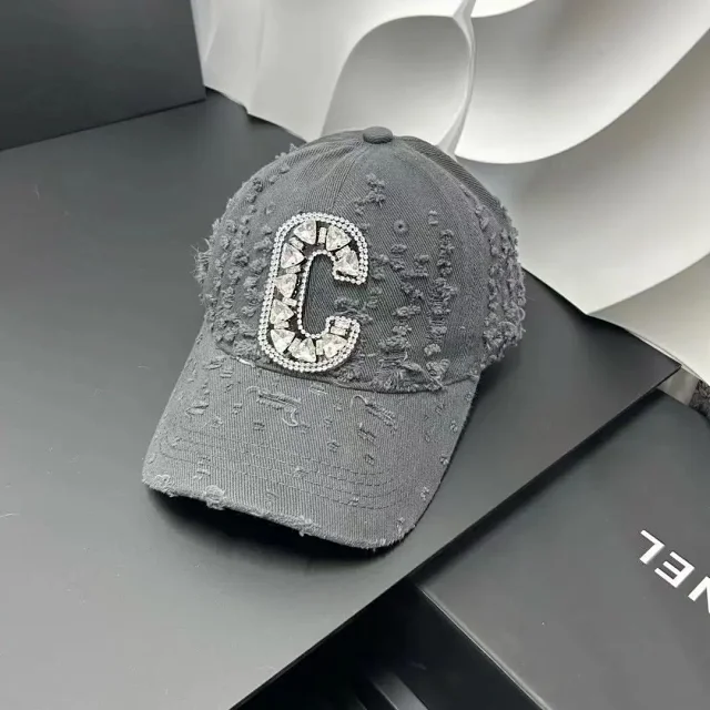 Unbranded Hats Distressed Rhinestone C Letter Baseball Cap product detail image 9