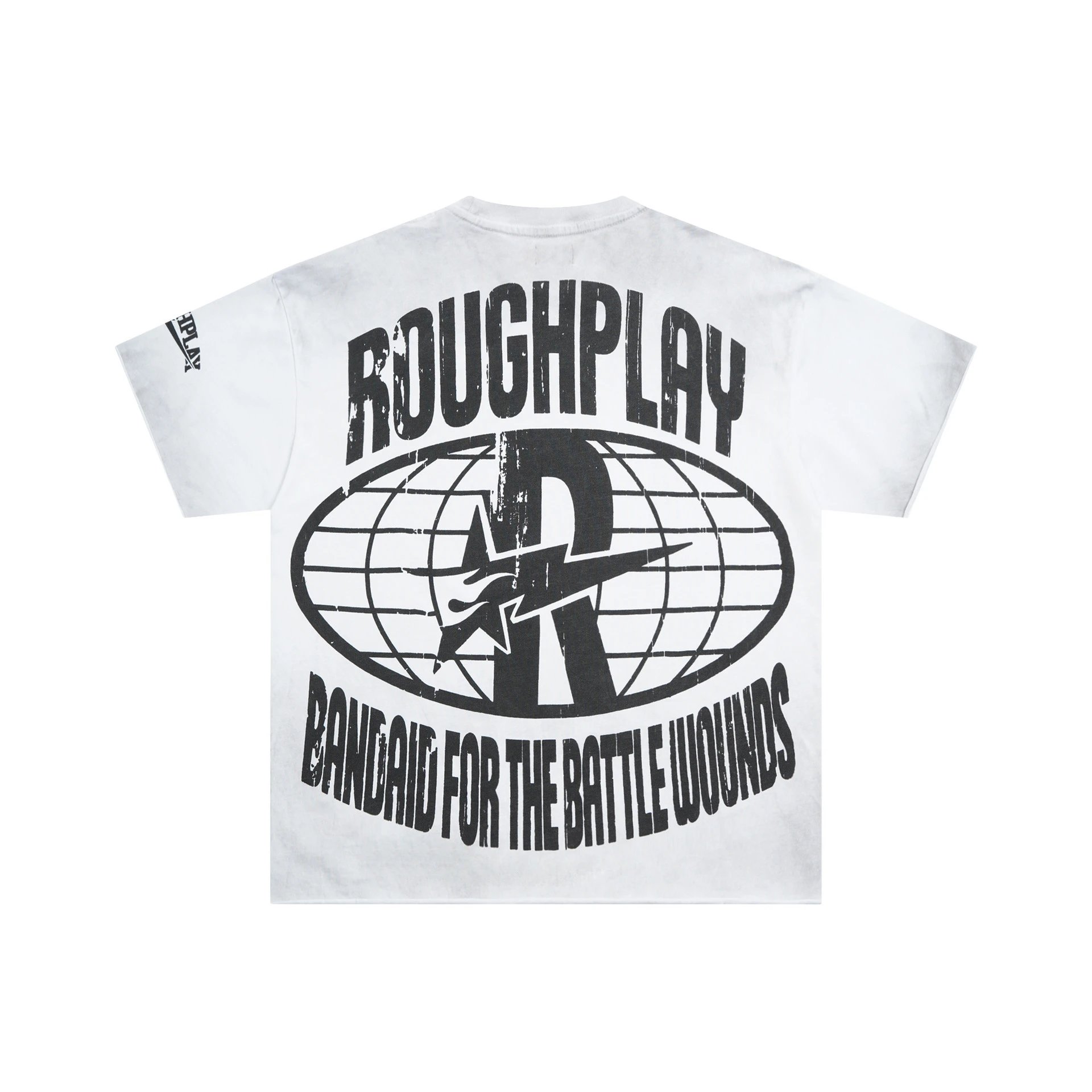 Roughplay Bandaid For The Battle Wounds White Distressed Graphic T-Shirt