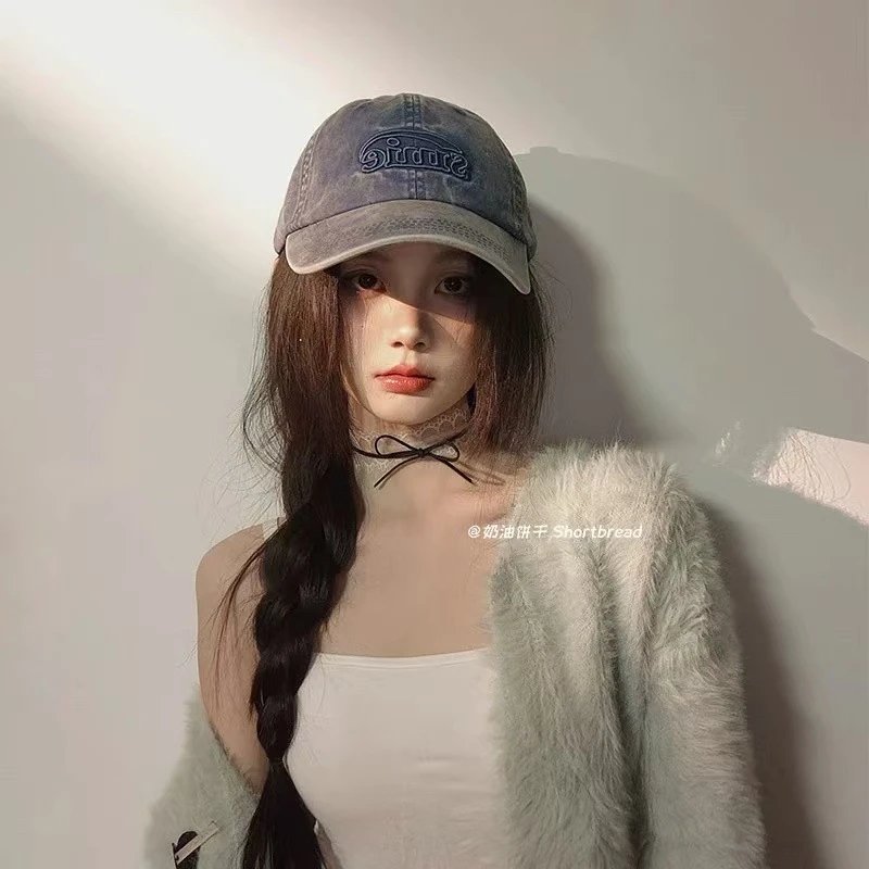 Sinie Hats Washed denim embroidered-logo baseball cap image 2